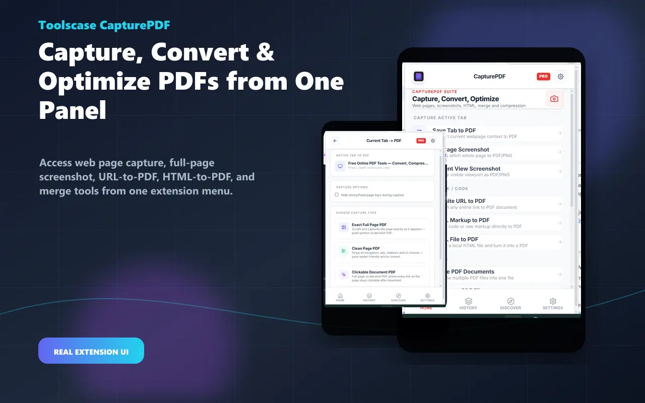 CapturePDF Chrome extension converting active web pages to PDF documents